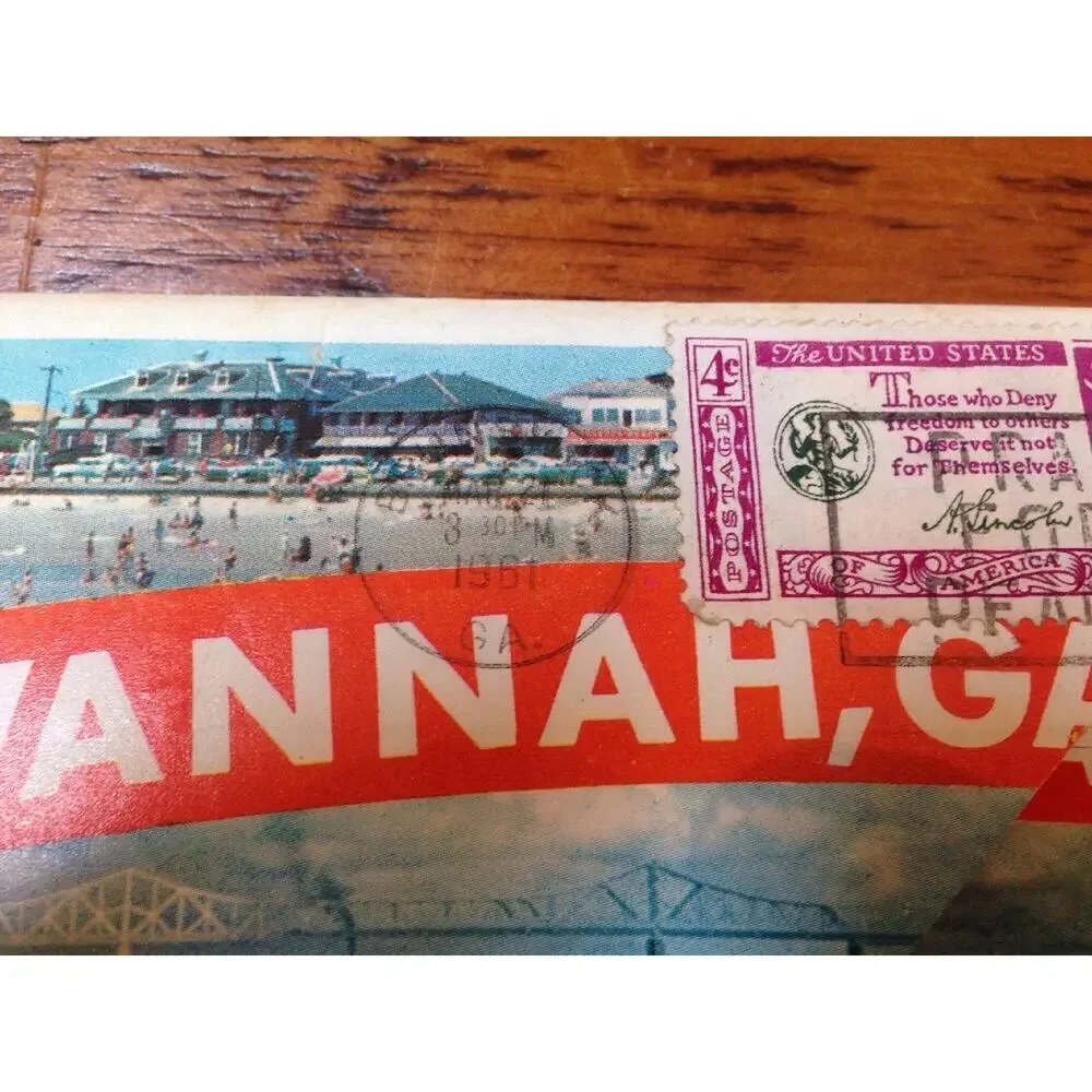 Vtg 1961 Savannah Georgia GA Color Foldout Postcards Set to Fitch Luray Virginia